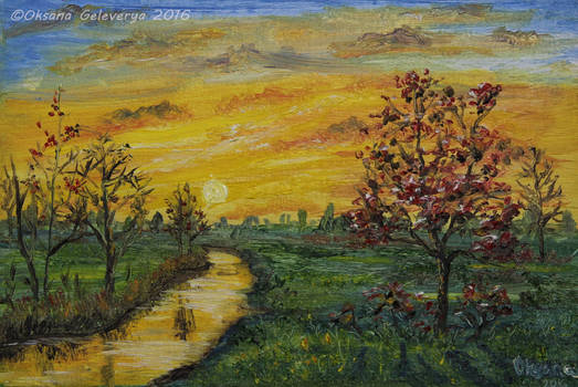River Sunset - oil