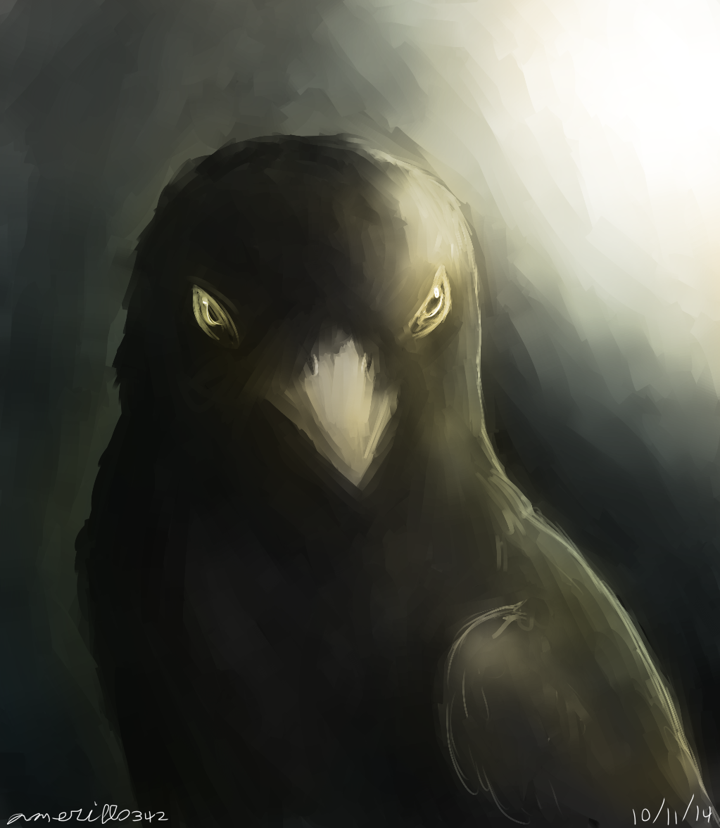 Day 84: Moonlight Crow (Re-draw)