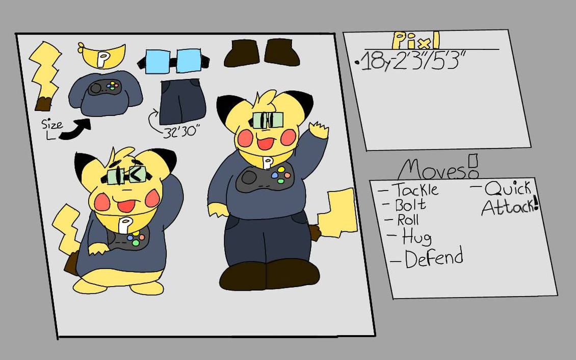 Pixl, the Pikachu (Refsheet of 2023!) by ToonyPixl on DeviantArt