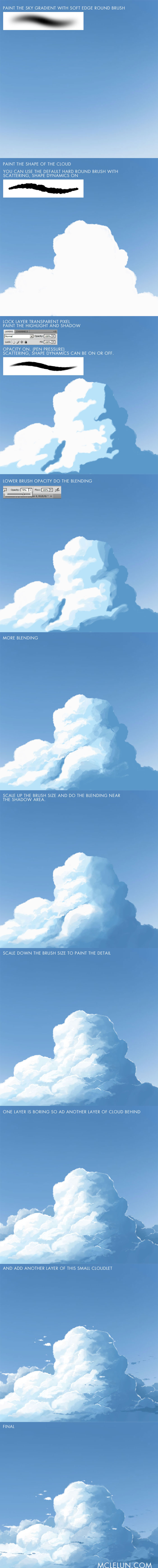 Painting Anime Style Cumulus Cloud