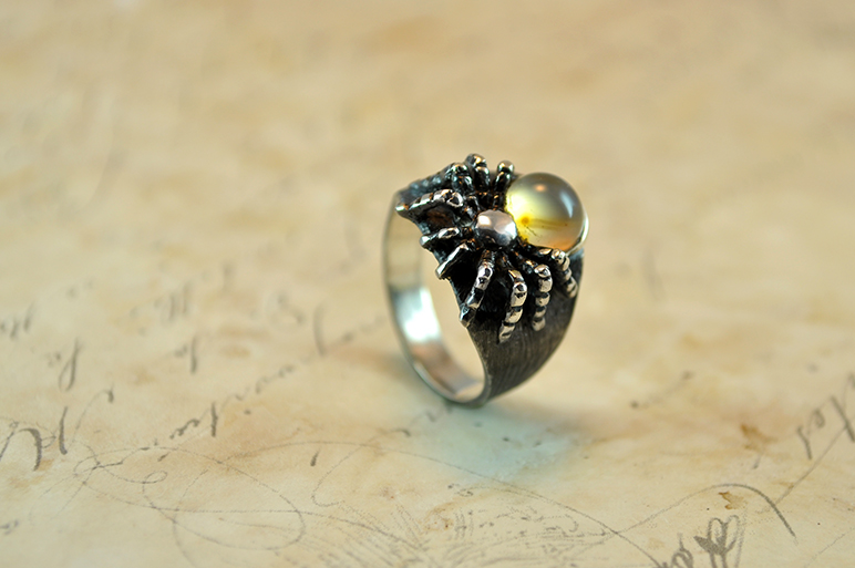 Spider silver ring