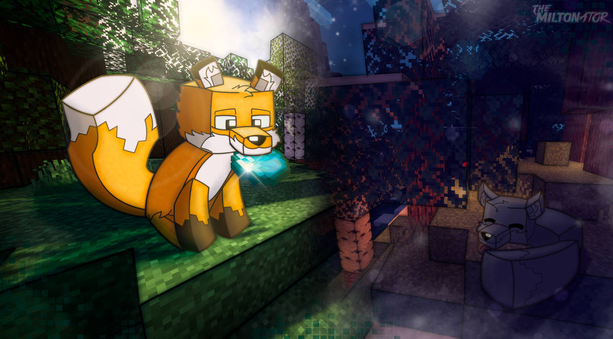 Minecraft Foxes (Day and Snow Night) Wallpaper by Miltonator on DeviantArt