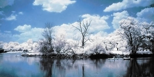 Infrared River and Blue Skies
