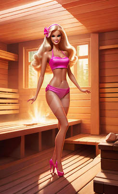 Barbie model woman doll in sauna lady babe (73)