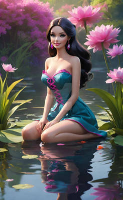 Barbie in pond lady doll model woman babe (54)