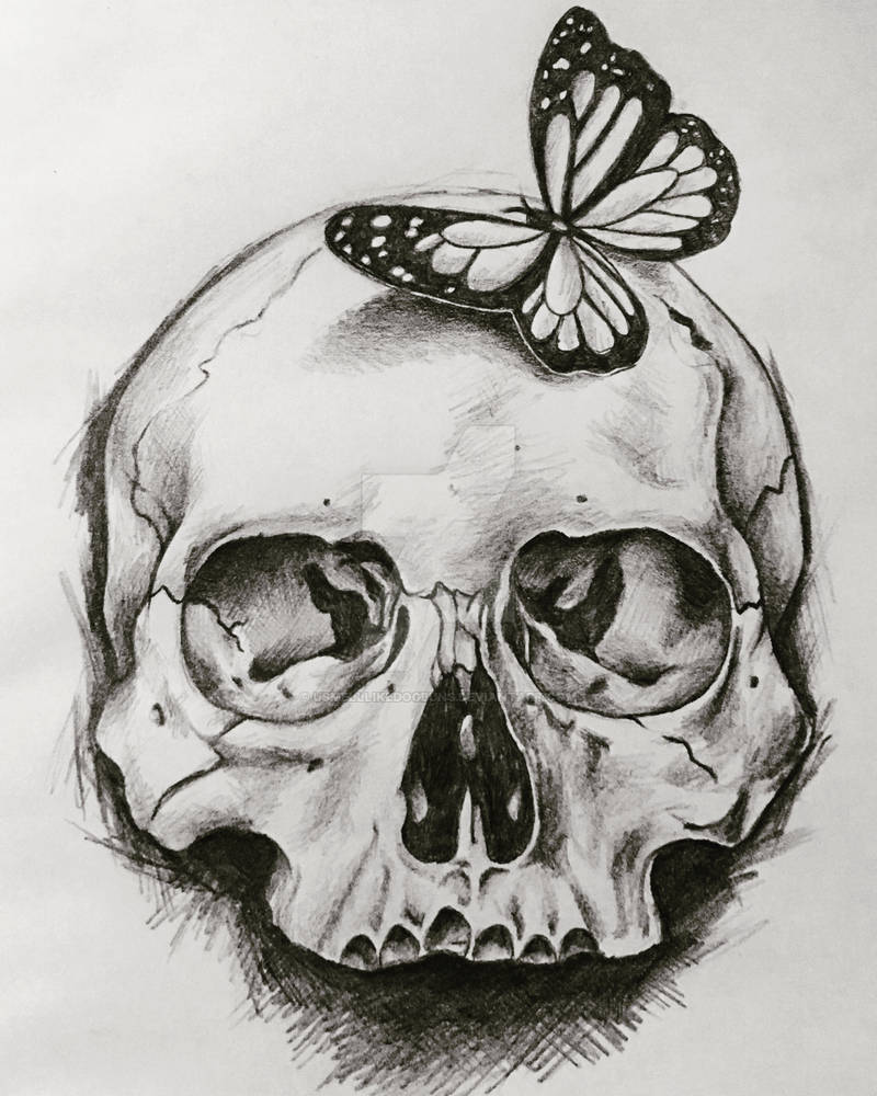 Skull and butterfly by usmelllikedogbuns on DeviantArt