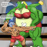 wrestling sparing match Dinomighty vs Red Brief J