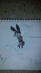 Oswald the lucky rabbit.  1927 Disney character.