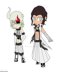 Chibi Lilynette and Starrk time skip looks by BlazeSoul2546