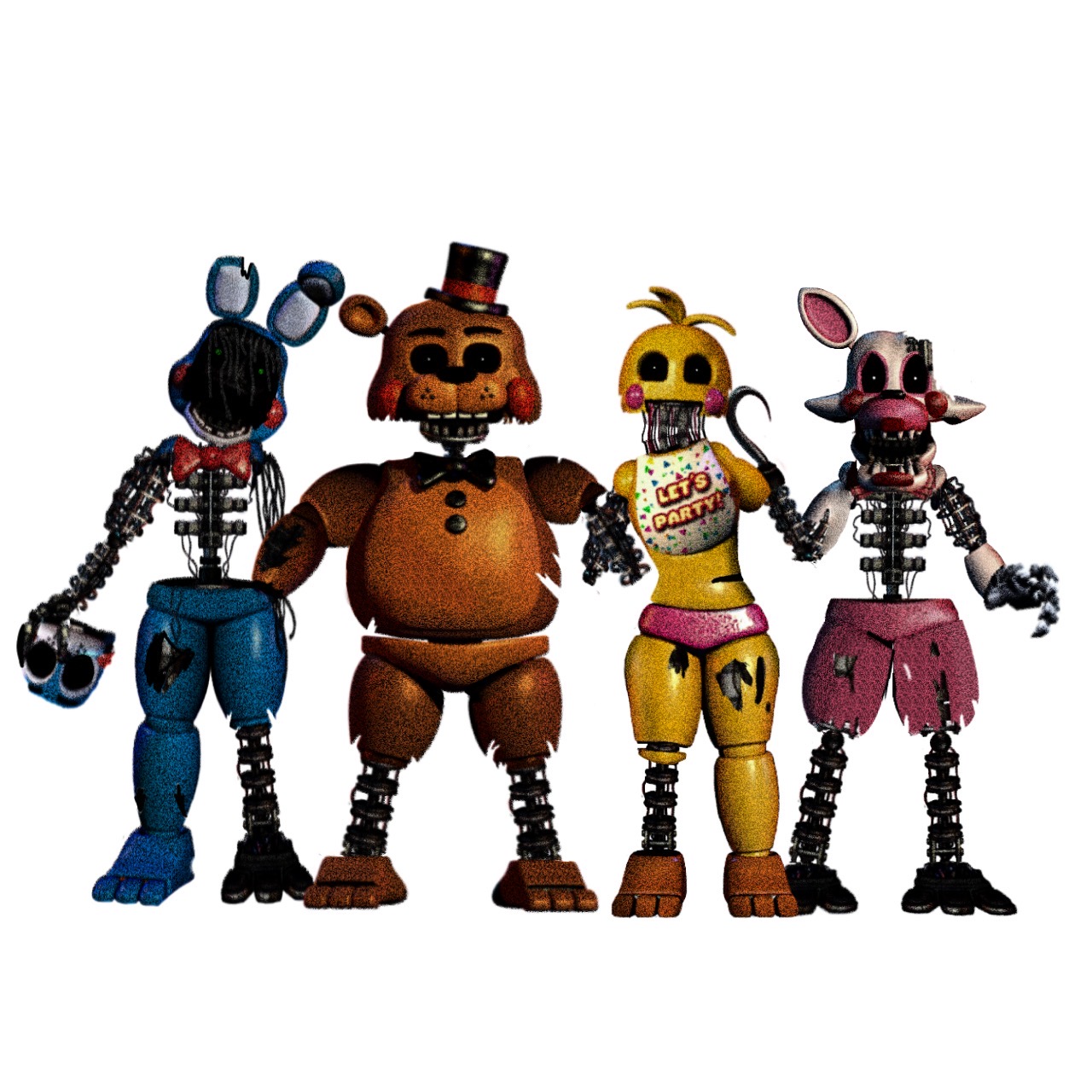 FNaF 1 Ignited Animatronics by Mariorainbow6 on DeviantArt