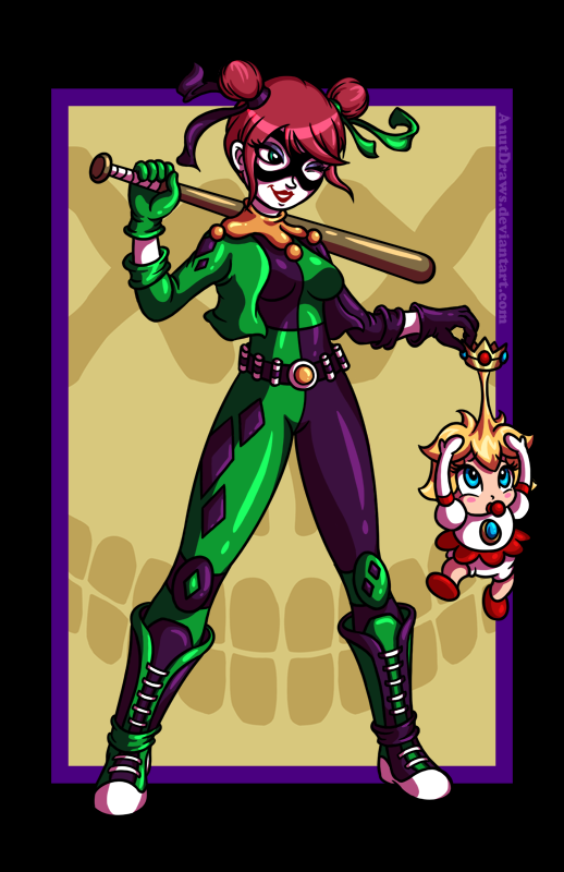 Harley Quinn vs. Baby Peach VARIANT by AnutDraws