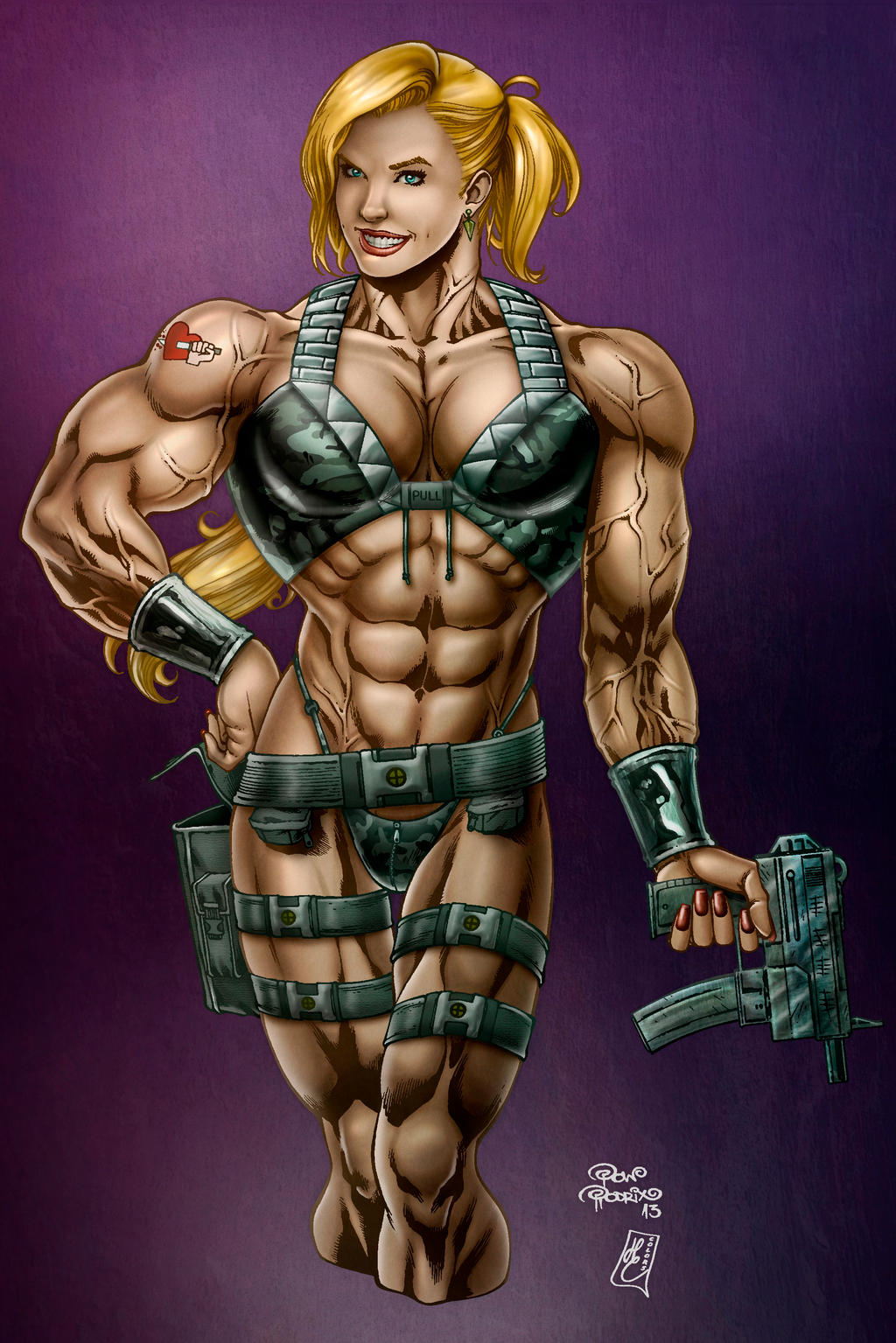 Muscle Badass Girl  color