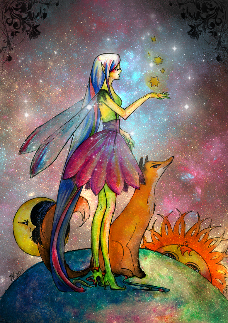 Fairy, Fox, Space and Stars.