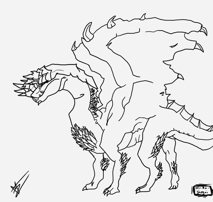 Alatreon (Lineart) by HiNoShogai on DeviantArt