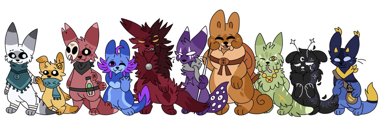 Slugcat design lineup by WintermoonDeviantart on DeviantArt