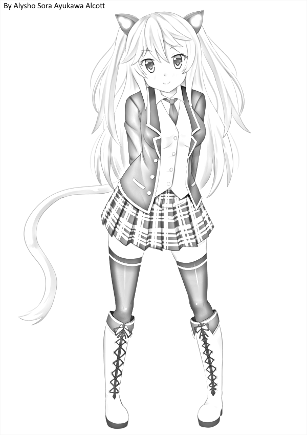 My Pencil Sketch Of Kazenokaze's Neko Girl Drawing By Alysho10 On Deviantart