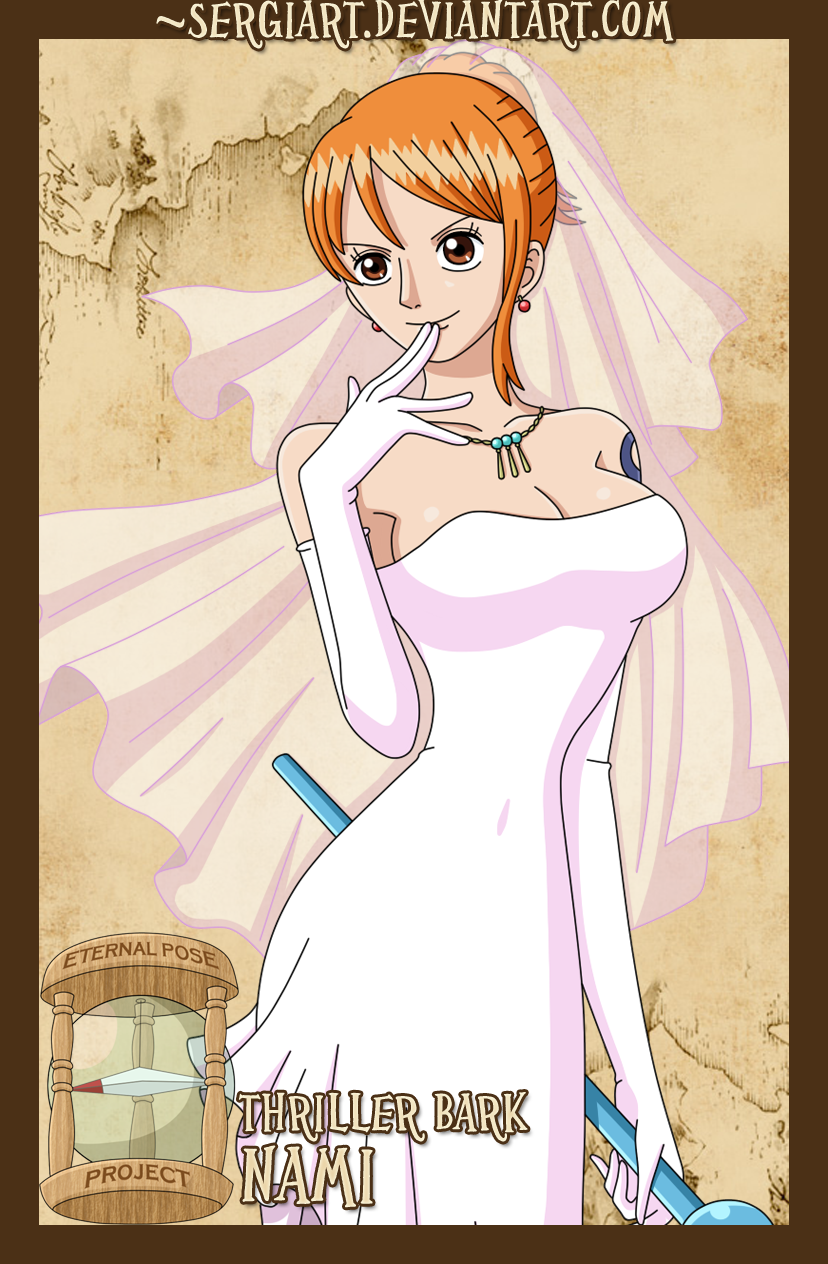 OC] Nami in her wedding dress from Thriller Bark (1h 30m) drawn in