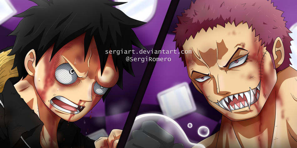 Luffy vs katakuri line art by sonic51200 on DeviantArt
