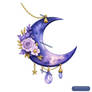 Celestial Crescent Moon Floral Pendant — No. 002165
