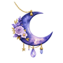 Celestial Crescent Moon Floral Pendant - No. 002165 - Merch Edition