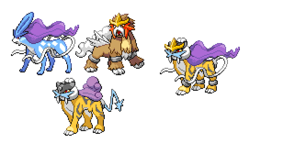 Suicune/Entei/Raikou by FlamingCharizard on DeviantArt