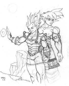 Vegeta and Goku - fire