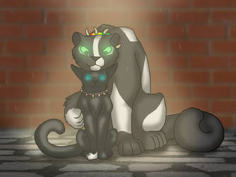 Scourge and Bone snuggle by suited-wolf