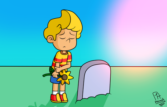 Lucas at Hinawa's grave