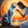 A Girl's Timeless Affection with her Cosmic Cat my