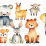 Wall Art Nursery Watercolor Cute Animals