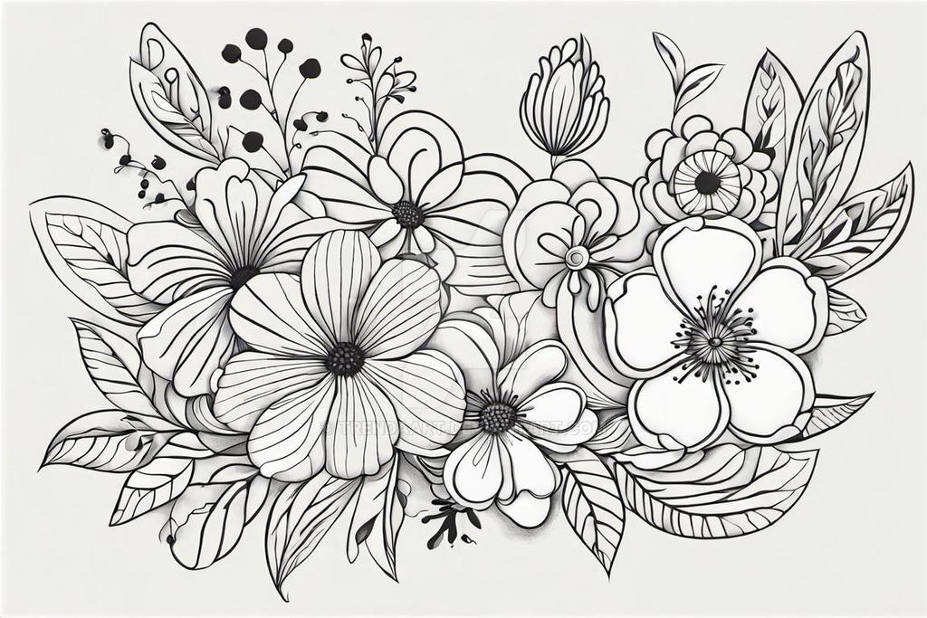 Art Line Flower Raund Wall Art Floral Flower Line Art by TrendAArt on DeviantArt
