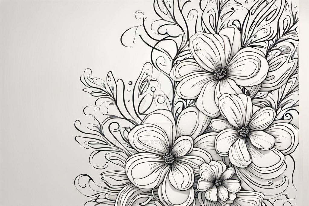Art Line Flower Raund Wall Art Floral Flower Line Art by TrendAArt on DeviantArt
