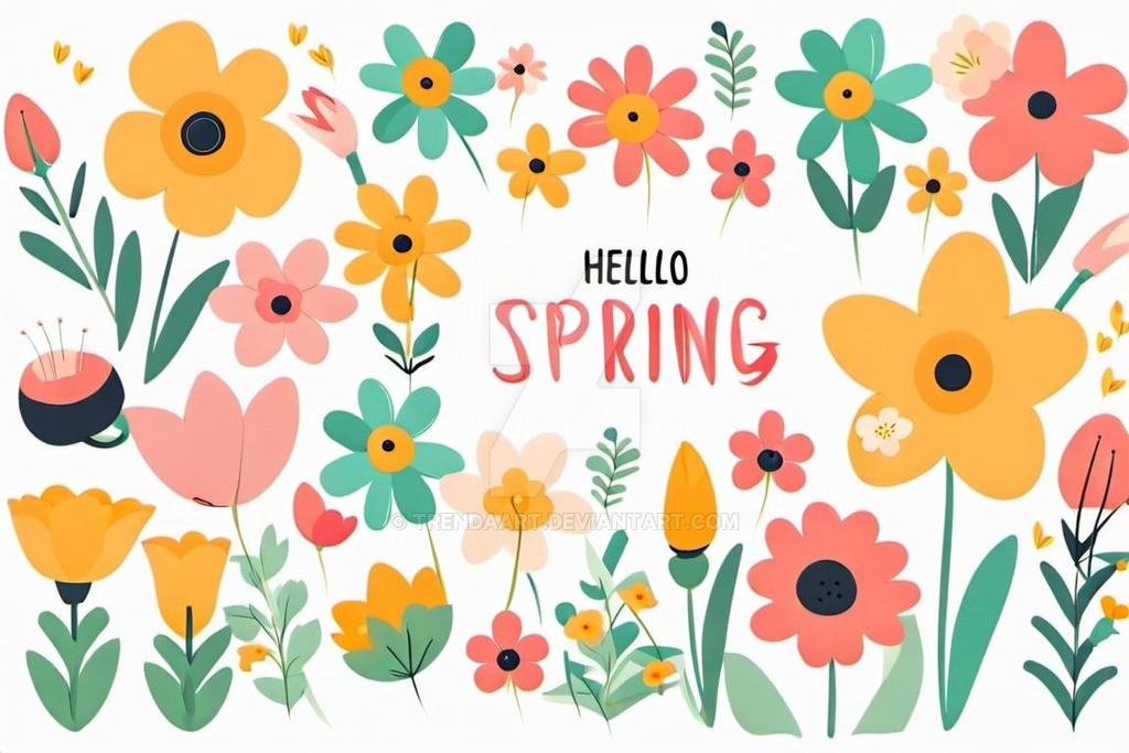 Hello Spring flowers Art for commercial use by TrendAArt on DeviantArt