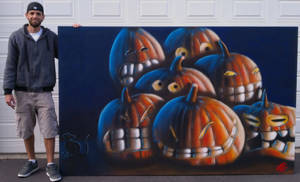 Pumpkins in spray paint