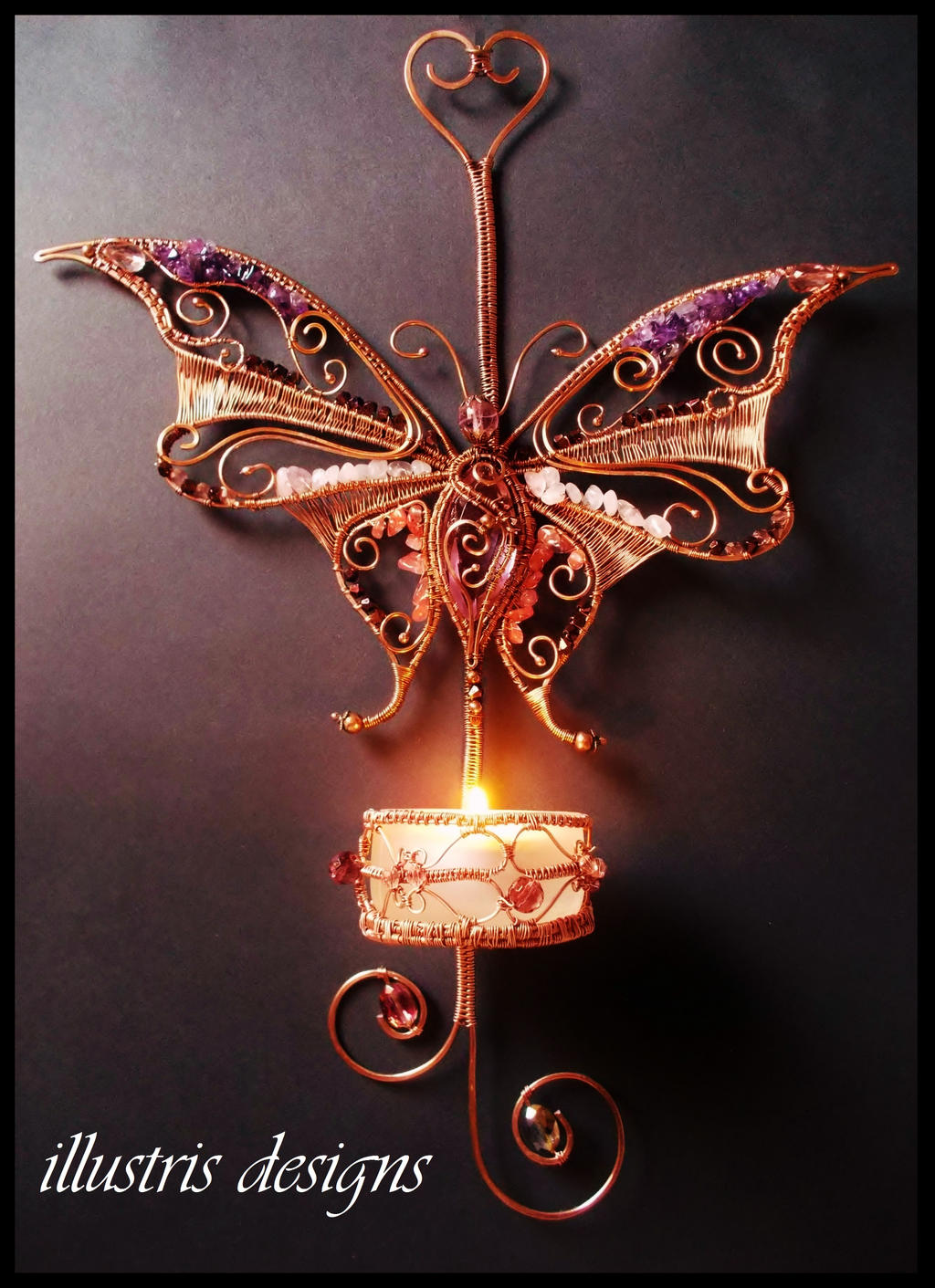 Gemstone Butterfly candle holder