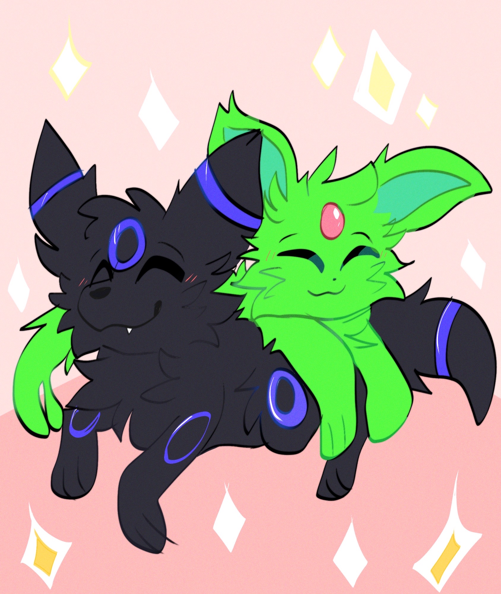 Shiny Umbreon and Espeon by muttvore on DeviantArt