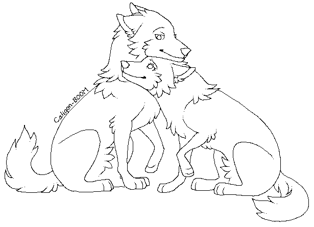 Wolf Couple Lineart :MxF: