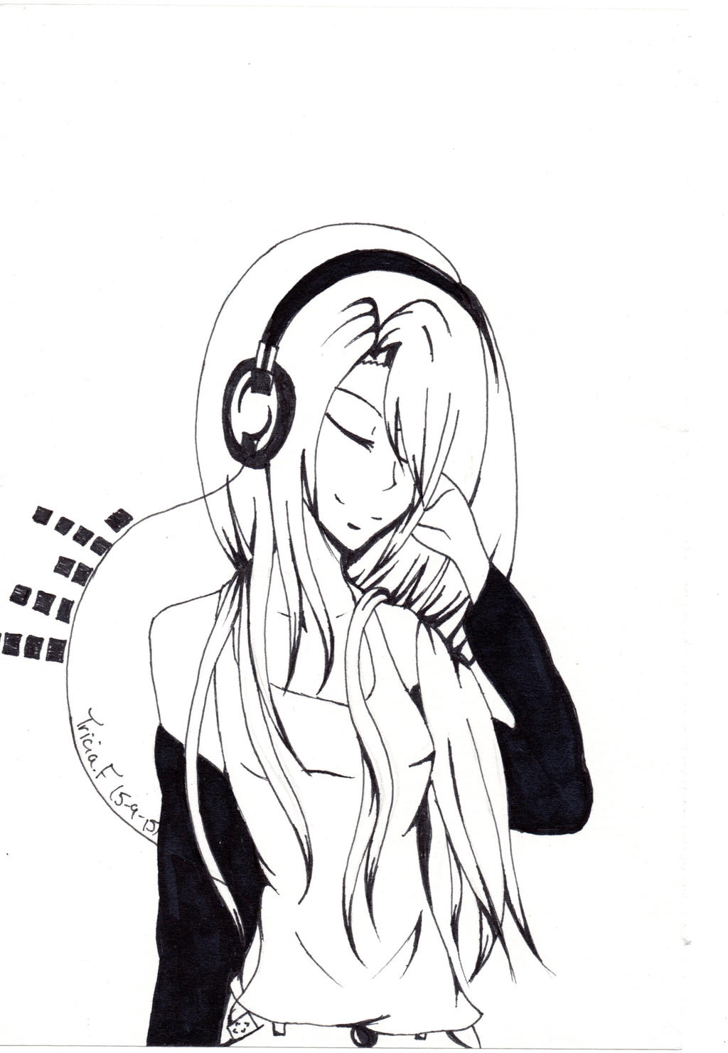 Headphone Anime Girl by TriciaCreations on DeviantArt