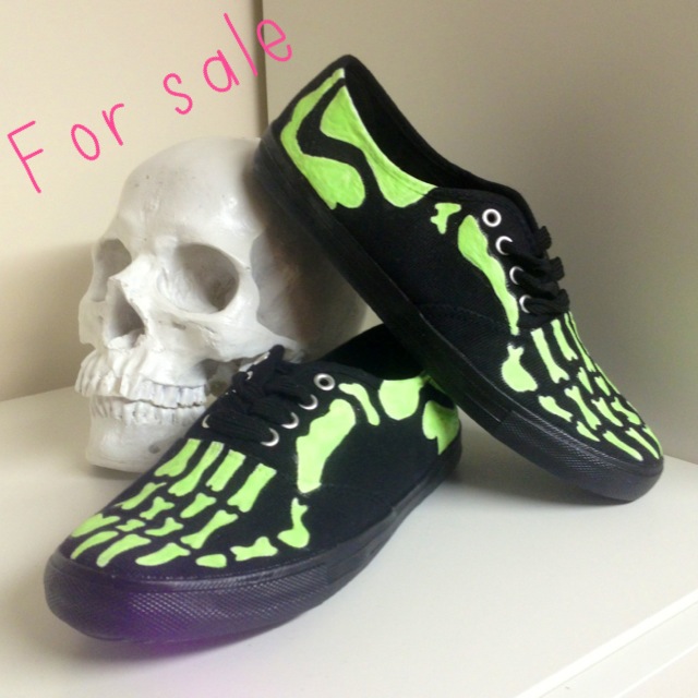 Glow in the dark custom painted skeleton shoes