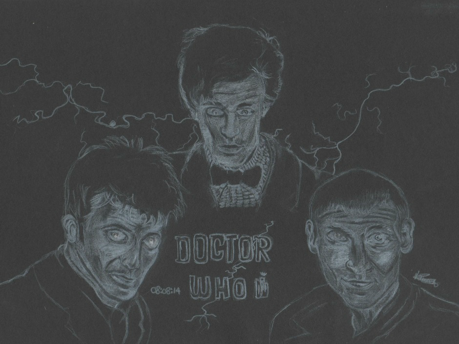 Doctor Who wallpaper - White pencil on black card.