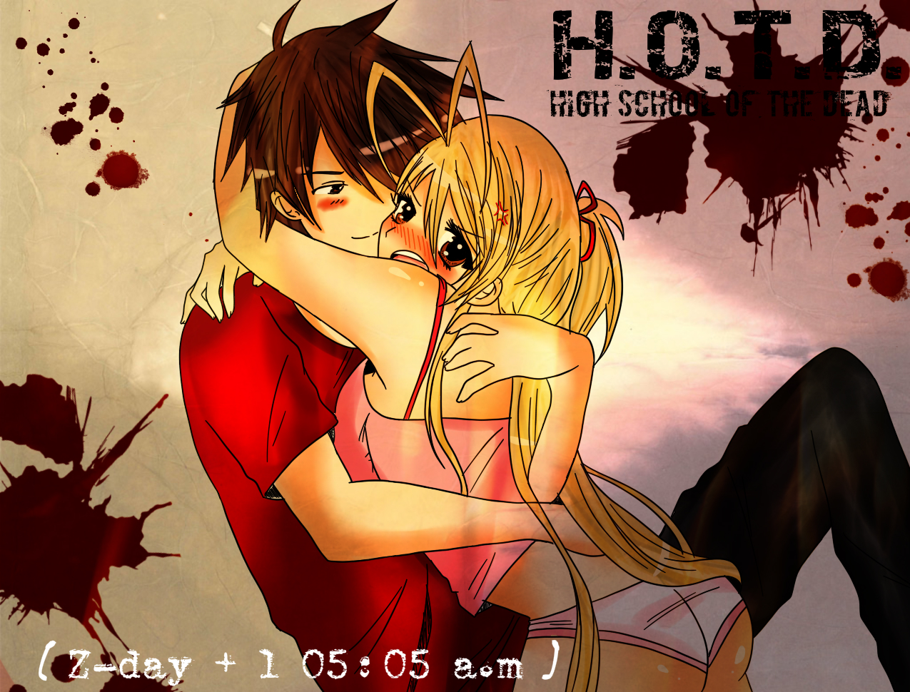 Highschool of the Dead - Takashi and Rei Wallpaper by eaZyHD on