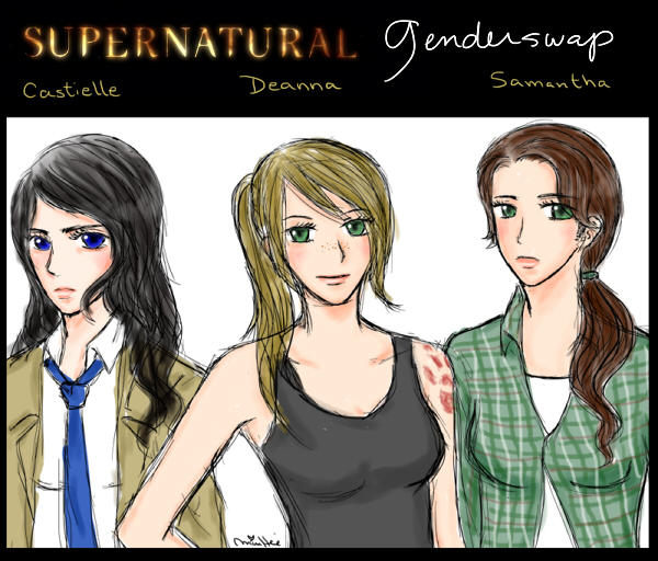 Fem!Dean and male!Cas fanart by screamingromeo. I've been looking for art  images like this for likea year. It's hard to find this gender-pairing  in fan-art : r/fandomnatural
