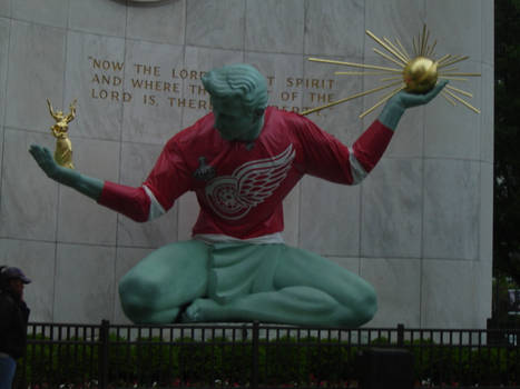 The Spirit Of Detroit Sees Red