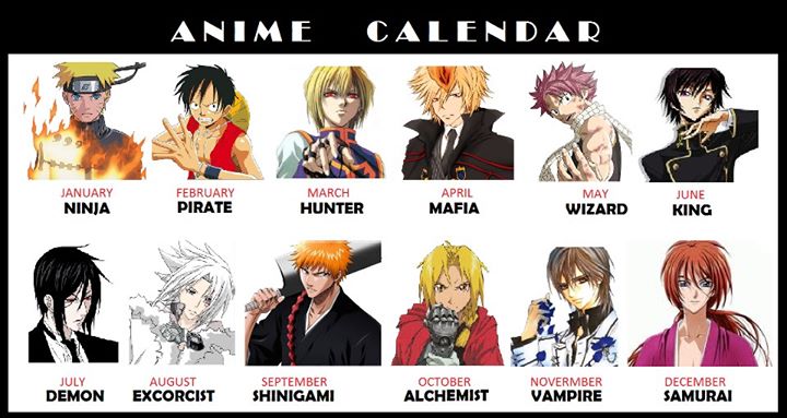 Anime Calendar by mai03 on DeviantArt Anime Calendar by mai03 on DeviantArt