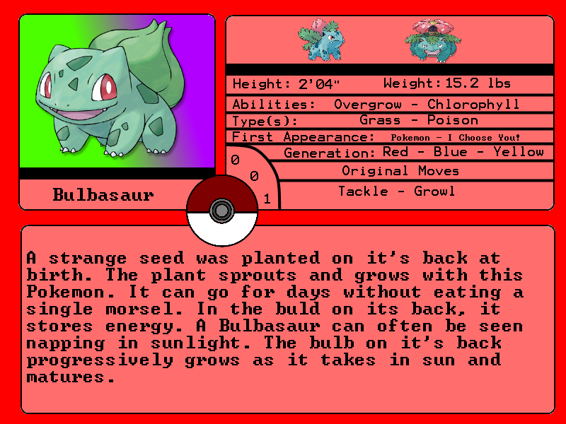 Bulbasaur, Wiki Pokédex