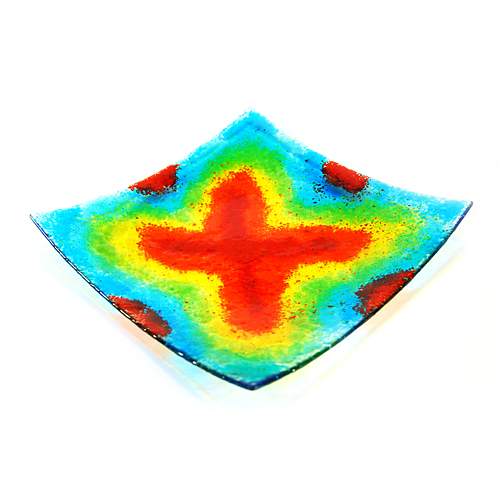 Handmade Fused Glass Tie Dyed Plate