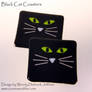 Handmade Fused Glass Black Cat Coasters