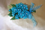 Blue organza bouquet broche by TeresaHandCraft