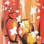 Flowers in vase, abstract