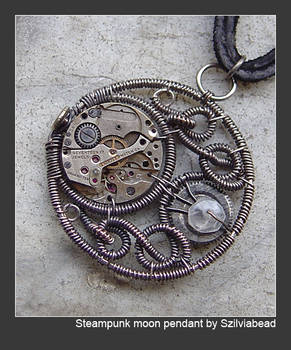 Steampunk moon pendant